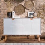 Aparador/Buffet Bar Retrô 4 Portas MAGNUM Cantinho do Café Com Pés em Retrô