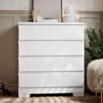 Cômoda Imperial 4 Gavetas Compacta - Branco/Nature Off White [Acabamento Premium]