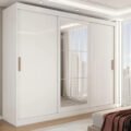 Guarda-Roupa Casal Harvard 3 Portas 2 Gavetas com Espelho 100% Mdf - Branco