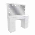 Penteadeira Camarim 7 Gavetas com Espelho e Kit LED Profissional - 100% MDF Branco [Iluminação 3 Tons] - Branco